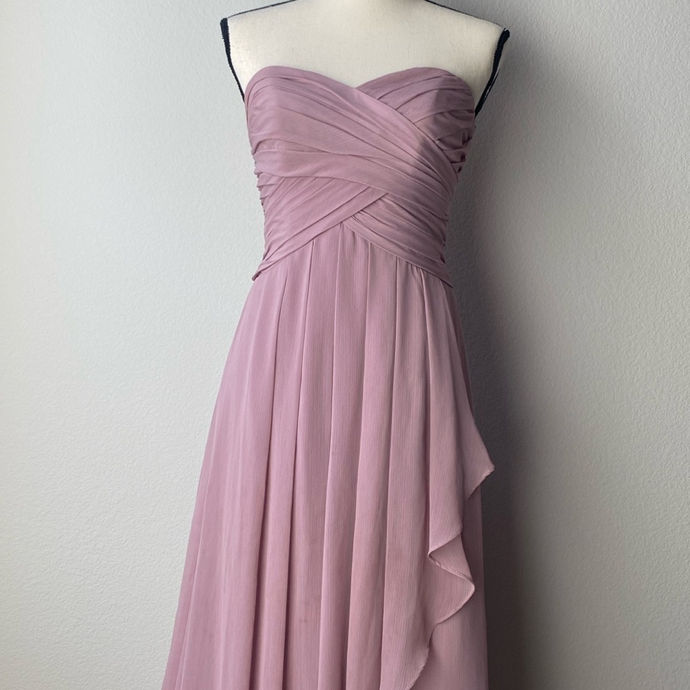 David’s Bridal Dusty Rose Strapless Bridesmaid Dress